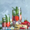 Detox infused water with strawberry and mint Royalty Free Stock Photo