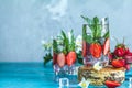 Detox infused water with strawberry and mint Royalty Free Stock Photo