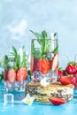 Detox infused water with strawberry and mint Royalty Free Stock Photo