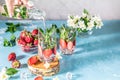 Detox infused water with strawberry and mint in highball glasses Royalty Free Stock Photo