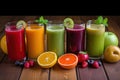 detox juice feast, with variety of juices and fruits for ultimate health boost
