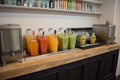 detox juice station, with variety of juices and mixers available