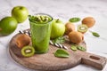 Detox smoothie with kiwi fruit, green apples, avocado and spinach Royalty Free Stock Photo