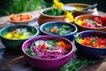 detox soup being ladled into vibrant bowls Royalty Free Stock Photo