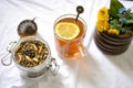 Detox tea health, weight-loss claims are that it  helps maintain a healthy immune system, cleanses your digestive system, suppo Royalty Free Stock Photo