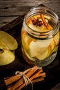 Detox water with apple, pear and cinnamon