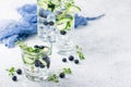 Detox water with blueberry, cucumber and thyme Royalty Free Stock Photo