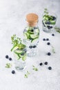 Detox water with blueberry, cucumber and thyme Royalty Free Stock Photo