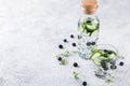 Detox water with blueberry, cucumber and thyme Royalty Free Stock Photo