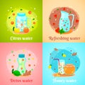 Detox Water 4 Flat Icons