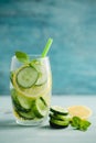 Detox water or infused water of cucumber and lemon Royalty Free Stock Photo