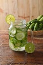 Detox water with lime and cucumbers Royalty Free Stock Photo