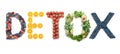 Detox word made from fruits and vegetables Royalty Free Stock Photo