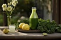 Detoxify and Energize with Green Juice and Diet Smoothie Royalty Free Stock Photo