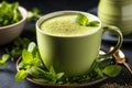 Detoxifying drink from Japan matcha tea with mint