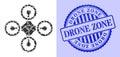 Debris Mosaic Airdrone Icon with Drone Zone Grunge Stamp