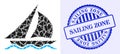 Debris Mosaic Sailing Icon with Sailing Zone Textured Rubber Imprint