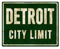 Detroit City Limit Sign Metal