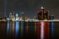 Detroit city, skyline view from Windsor, Ontario, Canada. Royalty Free Stock Photo