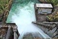 Detroit Dam Hydroelectric Plant with Water Rushing down the Spillway, Cascades Mountains, Oregon, USA