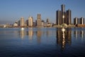 Detroit at Daybreak Panoramic November 2015 Royalty Free Stock Photo