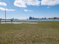 Detroit downtown skyscrapers from sunset point on Belle Isle Royalty Free Stock Photo