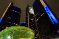 Detroit downtown waterfront skyscraper at night Royalty Free Stock Photo