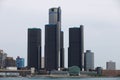 Detroit Marriott at the Renaissance Center gloomy sky in the background, Michigan, USA Royalty Free Stock Photo