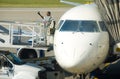 Detroit Metropolitan Airport personnel hand signal