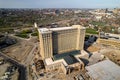 Aerial view of historic Michigan central train station in Detroit was closed in 1988 and under renovation now to reopen in the Royalty Free Stock Photo