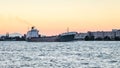 The TECUMSEH Bulk Carrier ship on the Detroit River Royalty Free Stock Photo