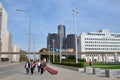 Detroit Jefferson Ave. toward Ren Cen Royalty Free Stock Photo