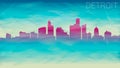 Detroit Michigan City USA Skyline Vector Silhouette. Broken Glass Abstract Geometric Dynamic Textured. Banner Background. Colorful