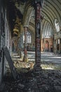 Detroit, Michigan, May 18, 2018: Interior view of abandoned and damaged Church St. Agnes in Detroit. Royalty Free Stock Photo