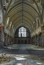 Detroit, Michigan, May 18, 2018: Interior view of abandoned and damaged Church St. Agnes in Detroit. Royalty Free Stock Photo