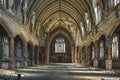 Detroit, Michigan, May 18, 2018: Interior view of abandoned and damaged Church St. Agnes in Detroit. Royalty Free Stock Photo