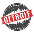 Detroit Michigan Round. Travel Stamp Icon Skyline City Design Vector.