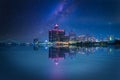 DETROIT SKYLINE by night and lights Royalty Free Stock Photo