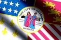 Detroit michigan colorful waving and closeup flag illustration Royalty Free Stock Photo