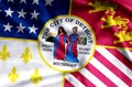 Detroit michigan colorful waving and closeup flag illustration Royalty Free Stock Photo