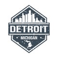 Detroit Michigan Travel Stamp Icon Skyline City Design Badge. Seal Passport Vector.