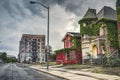 Detroit, Michigan, United States - March 09 2018 : View of Temple Street with Temple Hotel in Brush Park and Midtown in Royalty Free Stock Photo