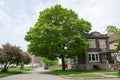 DETROIT, MICHIGAN, UNITED STATES - MAY 22nd 2018: Abandoned and damaged single family home near downtown Detroit