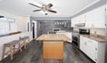 Detroit, Michigan -USA- June 1, 2023: kitchen has been remodeled and new cabinets and flooring have been installed during a home