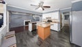 Detroit, Michigan -USA- June 1, 2023: kitchen has been remodeled and new cabinets and flooring have been installed during a home