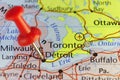 Detroit, Michigan, USA, pinned map Royalty Free Stock Photo