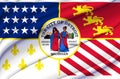 Detroit Michigan waving flag illustration. Royalty Free Stock Photo