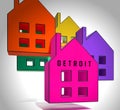 Detroit Real Estate Icons Depicts Residential Buying In Colorado - 3d Illustration