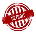 Detroit - Red grunge button, stamp