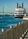 Detroit River Ferry Boat Docked for Passengers
